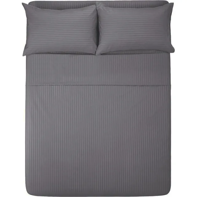 Sábana Matrimonial 1800 Hilos Microfibra Grabada Ultra Suave Color Gris Oxford Diseño De La Tela Color