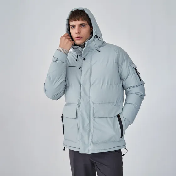 Parka Vesubio Puffer Hombre Con Capucha 7 Bolsillos