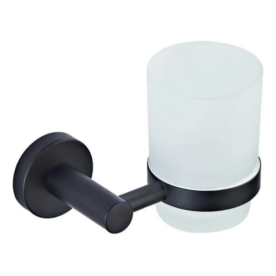 Portavasos Para Baño Negro Mate Metal Wadfow