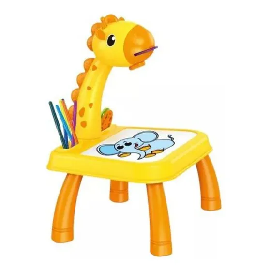 Mesa de dibujo para niños con proyector + 12 lápiz de color amarillo