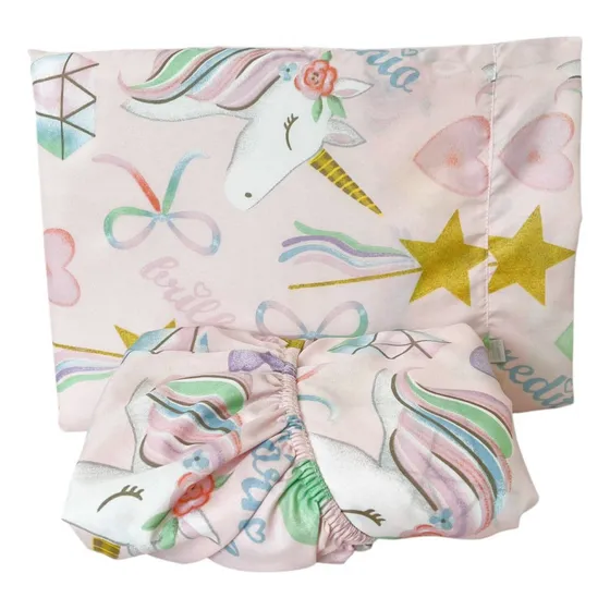 Lençol Elástico E Fronha Mini Cama Estampas Menina E Menino