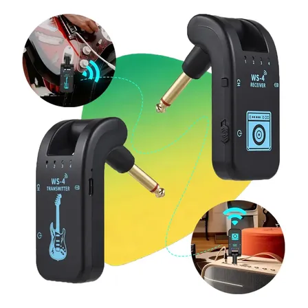 Transmissor e Receptor Sem Fio para Guitarra, Baixo e Instrumentos Elétricos - 2.4 GHz Recarregável