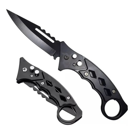 Cuchillo Navaja Plegable Defensa Personal Automática Acero Negro
