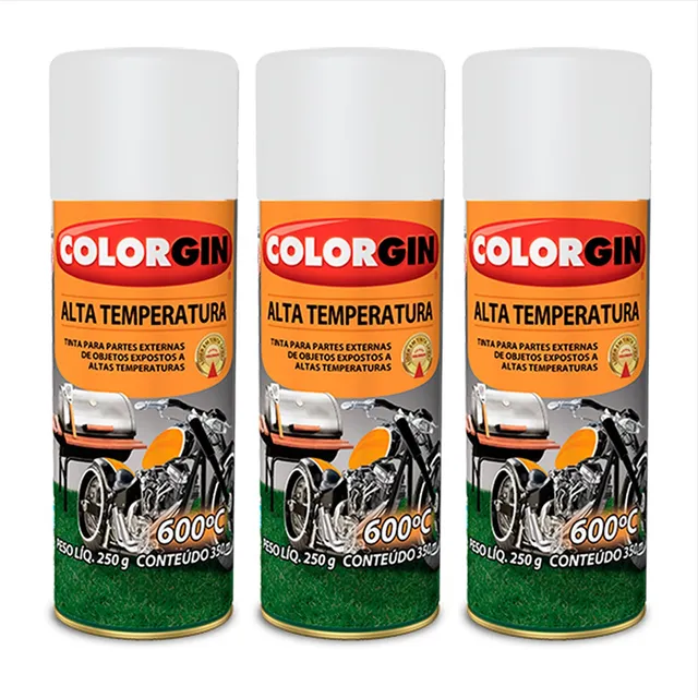 Tinta Spray Alta Temperatura 600 °c Colorgin Kit C/3