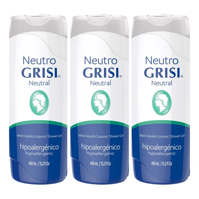 Kit De Jabón Líquido Corporal Grisi Neutro 450ml - 3 Piezas