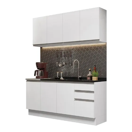 Cocina Integral Madesa Glamy Con Mesón De Acero 160 Cm