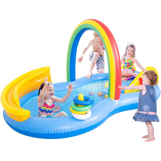 Piscina Inflable Con Tobogán Y Rociadora Para Niños Piscina Inflable Con Tobogán Y Rociadora Para Niños