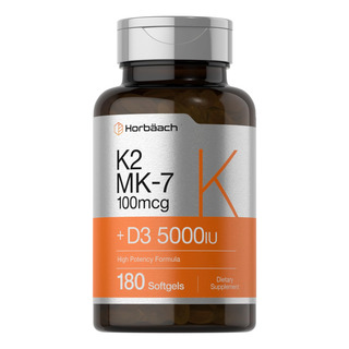 Suplemento Horbäach Vitamina D3 K2 5000 Ui 100 Mcg Mk-7 180 Suplemento Horbäach Vitamina D3 K2 5000 Ui 100 Mcg Mk-7 180