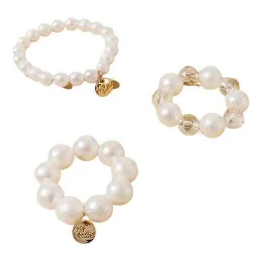 Set Goma De Pelo Con Perlas Artificiales (3 Piezas) 