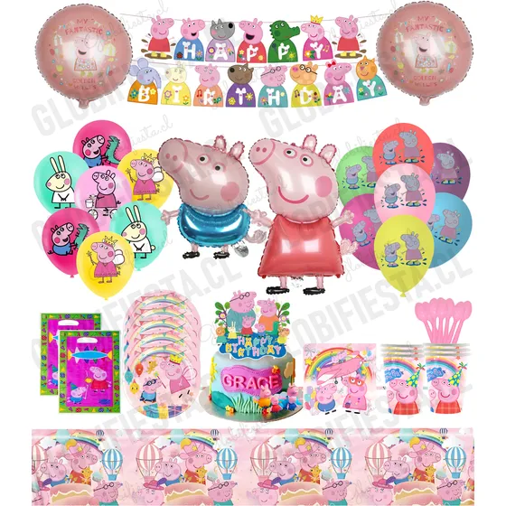 Pack Full Cumple Globos Cotillon Cucharas X10 Varios Diseños