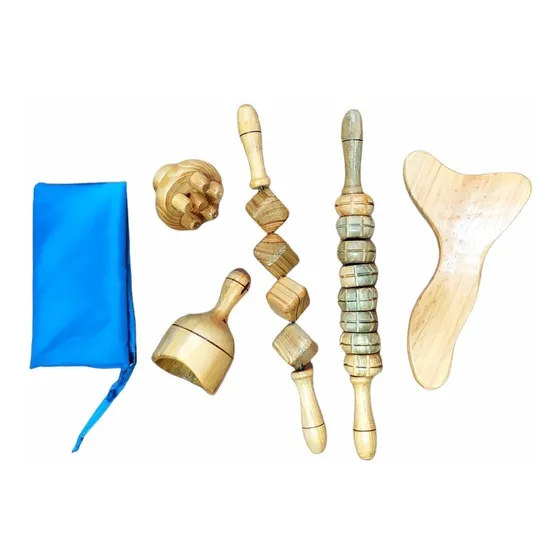 Kit De Maderoterapia Corporal 5 Piezas, Masajes. Tienda.