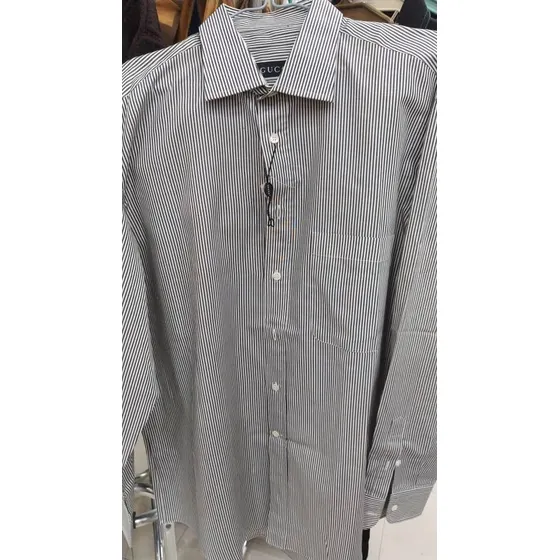 Camisa Talla 42 Gucci Rayas Negra Manga Larga Caballeros