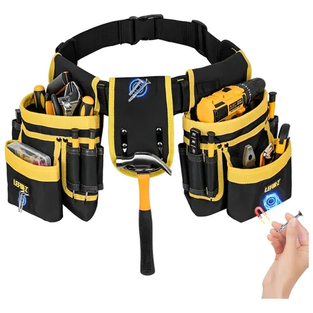 Cinto Bolsa De Ferramentas Profissional Ajustável 26 Bolsos Amarelo