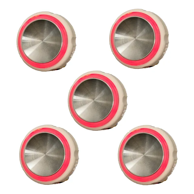 Kit 5 Botão  Neo Otis Côncavo Espelhado Led Vermelho 4 Vias