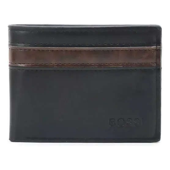 Billetera Bossi Original Eco Cuero De Hombre Tarjetero Visor Monedero 14772 Color Negro