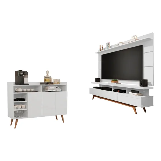 Conjunto Rack Vivare Wood 1.8 + Painel 1.8 + Buffet Celta