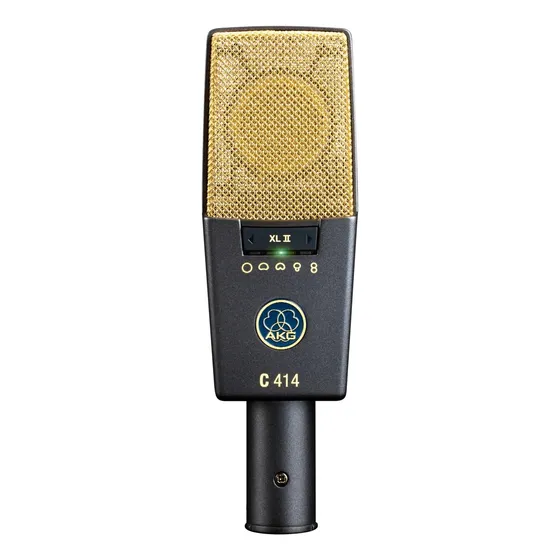 Microfone AKG C414 Condensador Cardioide cor dark gray/gold com alto-farlantes