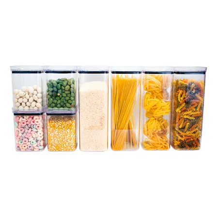 Kit 8 Potes Herméticos Mantimentos Quadrado Cozinha Tampa Vedação Hermética Amobox