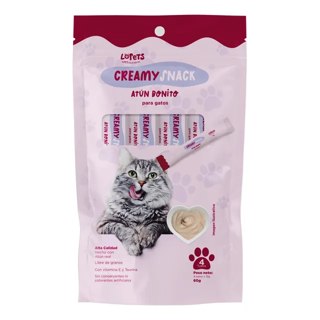 Snacks Para Gatos Lopets 60g (4 Un) Atun Bonito (tipo Churu)