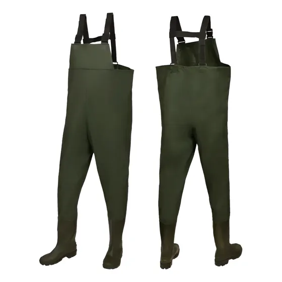 Wader Traje Pesca Pvc Reforzado Ajuste Tiradores Con Botas