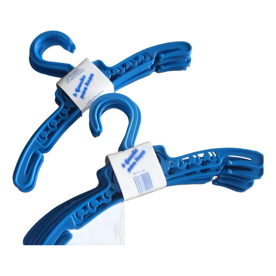 Ganchos Plásticos De Ropa Para Niños En Azul 6 Unidades