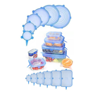 Set 12 Pz Tapas Reutilizables Hermeticas De Silicona Mixto Set 12 Pz Tapas Reutilizables Hermeticas De Silicona Mixto