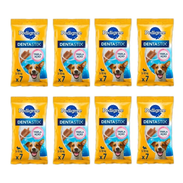 Kit Com 8 Dentastix Pedigree Petiscos Para Cães Pequenos