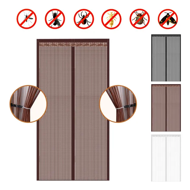 Malla Mosquitera Mosquiteras Para Puertas Cortina Magnetica Color Rayas Marrones