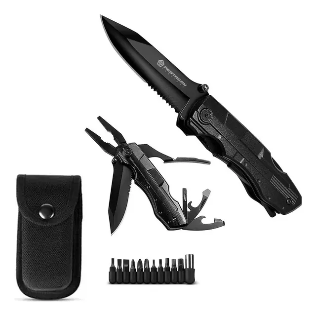 Cuchillo Tactico Navaja Multiherramienta Pentagon Caza 16en1 Color Hitman