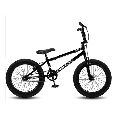 Bicicleta BMX Pro-X Série 1 Aro 20 Quadro Aço Carbono Preto/Branco
