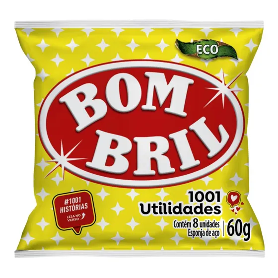 Esponja De Aço Bom Bril Pacote 60g Com 8 Unidades