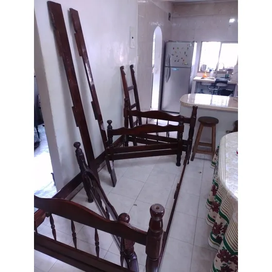 Cama Litera/morocha Individual Madera Samán Estilo Colonial