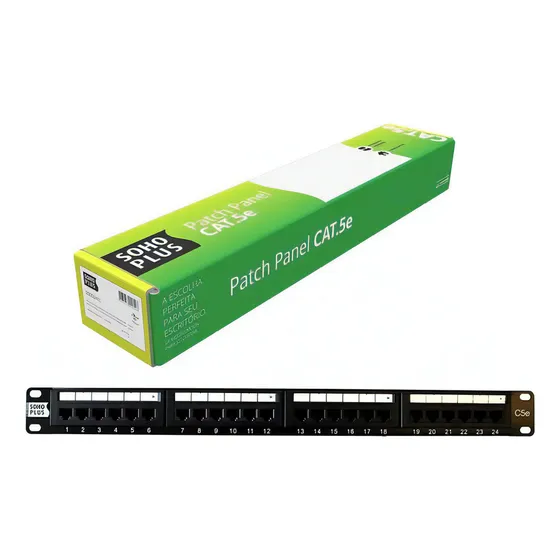 Patch Panel 24 Portas Cat5e Furukawa Sohoplus 24p T568a/b Suporta GigaBit Ethernet 1000Mbps