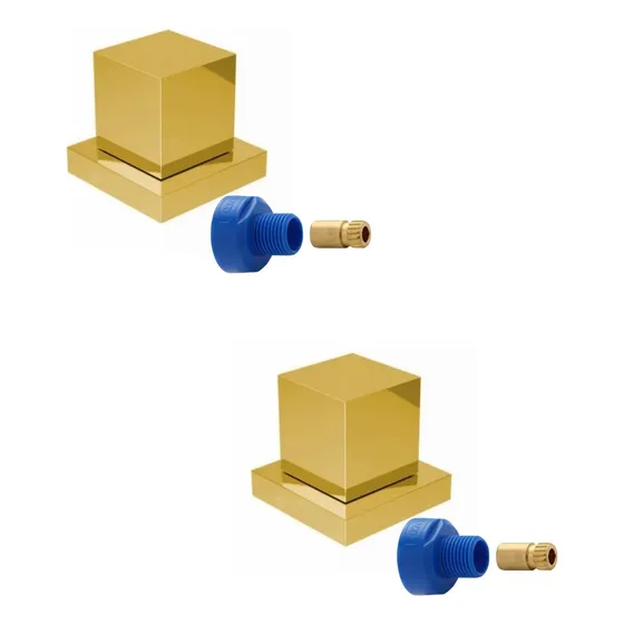 2 X Acabamento P/ Registro Quadrado 3/4 Metal Dourado Docol