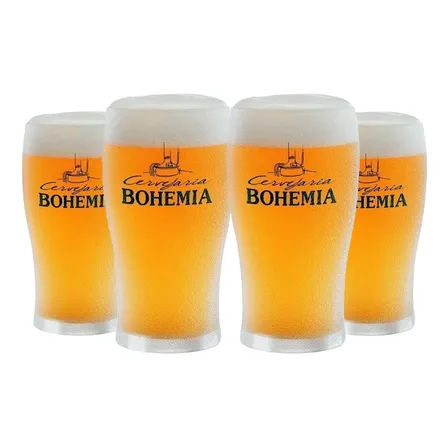 4 Copos Para Cerveja E Chopp - Cervejaria Bohemia - 340ml Transparente