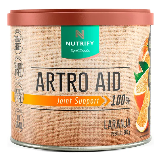 Nutrify Artro Aid Colágeno Hidrolisado Tipo 1 e 2 com Ácido Hialurônico sem Açúcar sabor laranja 200g
