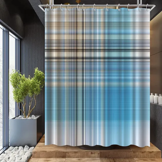 Verngo Cortina Ducha Cuadro Color Azul Degradado Baño Tela X