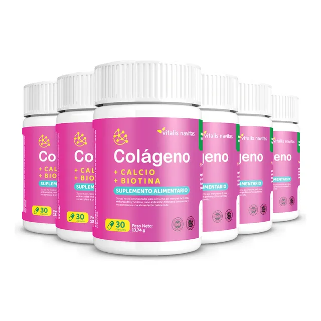 Colágeno + Calcio + Biotina Vitalis Suplemento Plan 180 Días