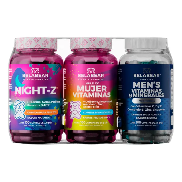 Belabear Gomitas Multi Mujer+hombre+pasiflora 3 Botes 990g Sabor Naranja
