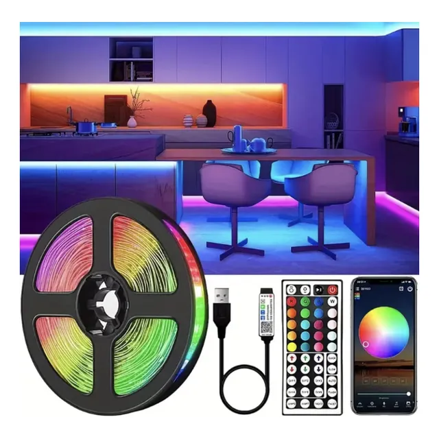Cinta Led 10 Metros Rgb 5050 Bluetooth Cambió Al Ritmo Music