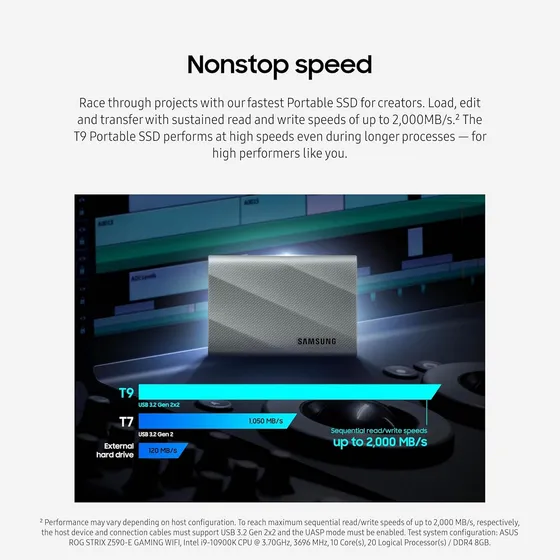 Disco Duro Ssd Portatil Samsung T9 2tb Usb-c 3.2 2000mb/s Ge