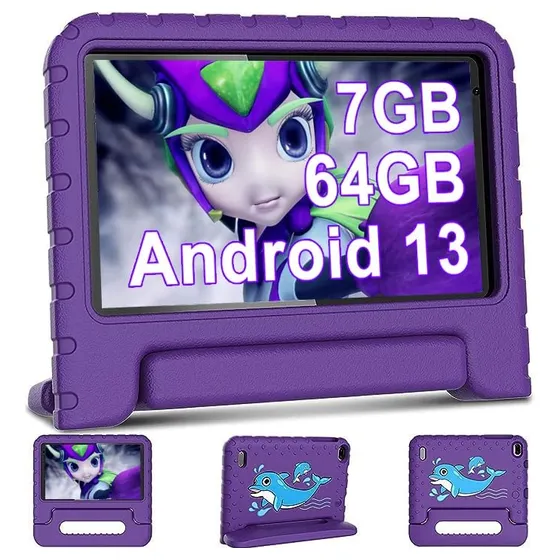 Tablet Aocwei X300 7'' Color Violeta 2024 Android 13 Para Niños 7gb Ram 64 Gb Rom Wifi 6 Bluetooth Certificación Gms Quad-core Con Juegos Educativos Control Parental+shockproof Case -Púrpura