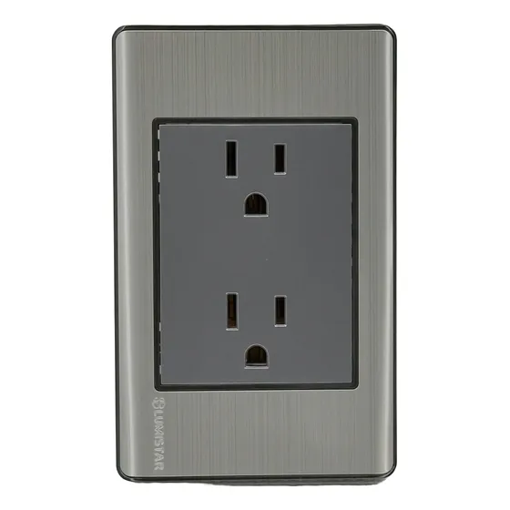 Toma Doble Lumistar Linea Elite Plata