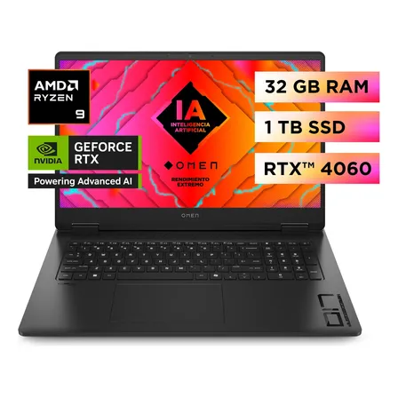 Notebook HP Gamer Omen 17-db0009la AMD Ryzen 9 32gb Ram 1tb Ssd RTX 4060 8GB Windows 11 Home