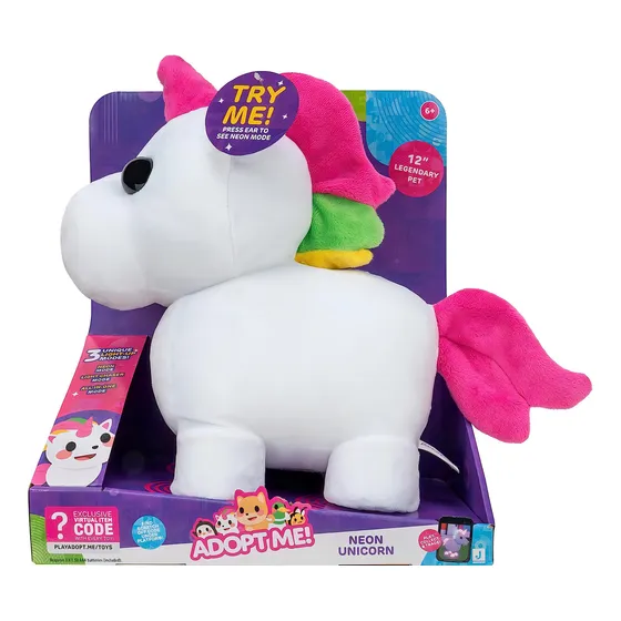 Peluche Luminoso Adopt Me Unicornio Neon 3 Modos Iluminacion Color Blanco