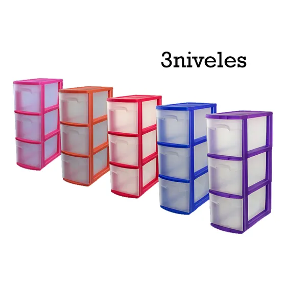 Gavetero Plástico 3 Gavetas Transparente Marca Tutti Hogar