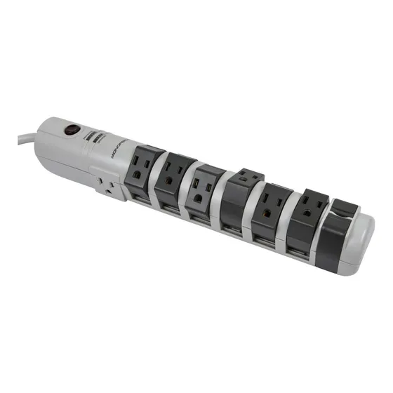 Monoprice 8 Outlet Rotating Surge Strip -grey | Ul Rated 2,