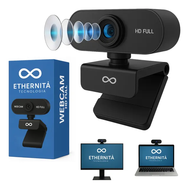 Webcam Camera 1080p Usb Com Microfone Integrado - Ethernità