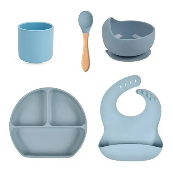 Kit  Platos Bebe Niño Vajilla En Silicona  Babero