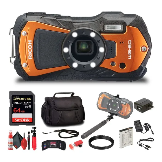Ricoh Wg-80 Camara Digital Impermeable Naranja Sd Pro 64